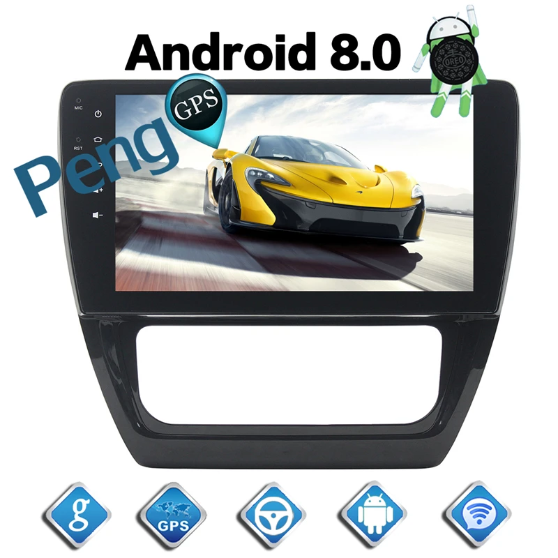 Discount 4G+32G Octa Core 2 Din Stereo Android 8.0 Car Radio for VW Jetta Sagitar 2015-2017 SAGITAR 2012 -2014 GPS Navigation CD DVD 4