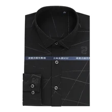 Цвет Черный бамбуковое волокно Мужская рубашка с длинными рукавами формальная Высококачественная модная повседневная хорошая одежда плюс размер M-7XL8XL9XL10XL