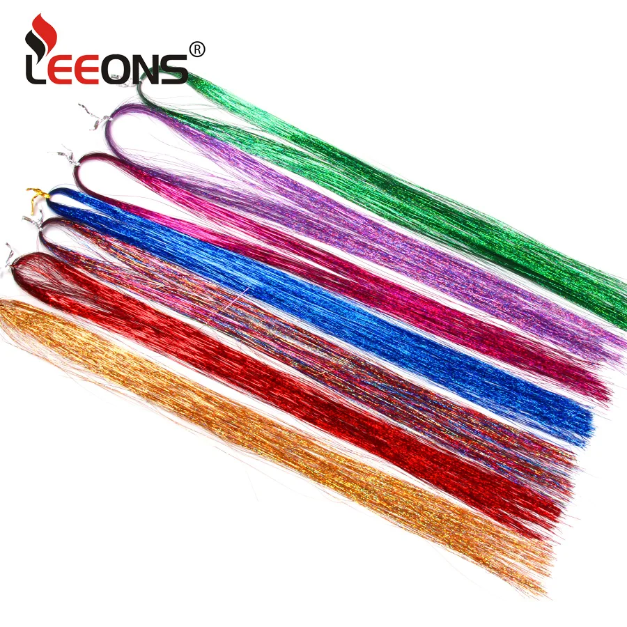 Leeons color ful Sparkel блестящий эффект прямые синтетические волосы для наращивания