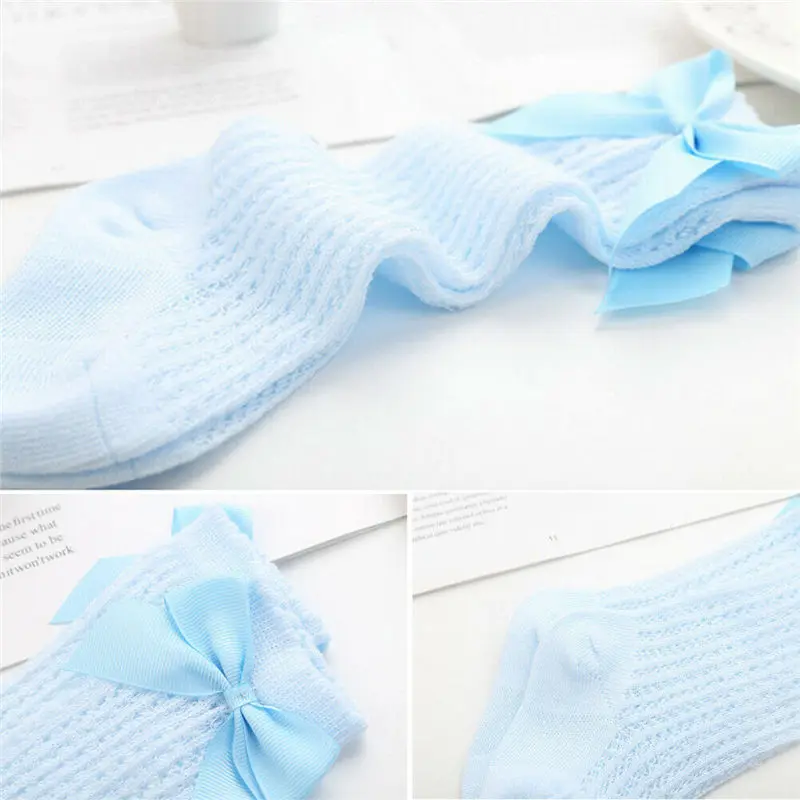 Baby Girl Stockings Summer Knee-High Socks Infant Lace Bowknot Princess Cotton Long Tube Booties For 0-4T