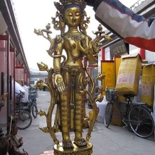 USPS в США S0625 2" Тибет Буддизм Бронза Медь Gild Белая Тара Кван-Инь Статуя Будды Гуаньинь