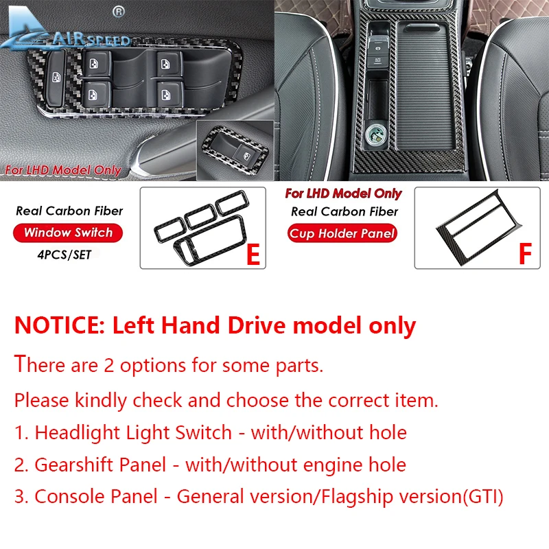 Airspeed LHD для Volkswagen Golf 7 аксессуары для VW Golf 7 R line GTI Mk7 GTD для Golf 7 наклейки из углеродного волокна внутренняя отделка