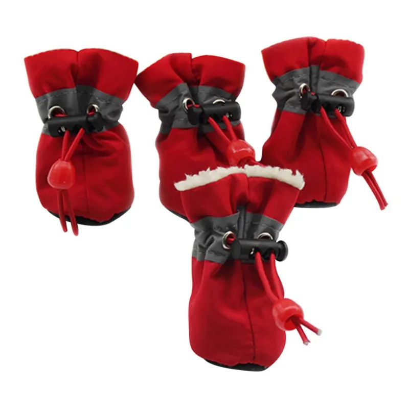 Творческий 4 шт./лот домашних собак обувь непромокаемые зимние Водонепроницаемый пинетки резиновая противоскользящая обувь для маленьких