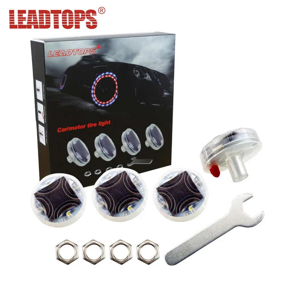 

LEADTOPS LED Car Hub lamp Waterproof Solar Energy Wheel Light Decorative Flashing Colorful Tire Gas Nozzle Cap Motion Light BB