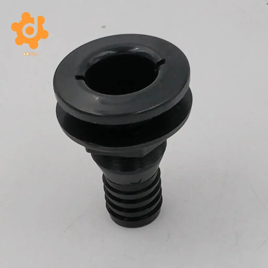 Black Plastic Thru-Hull Bilge Pump and Aerator Hose Fitting for 1' Hose
