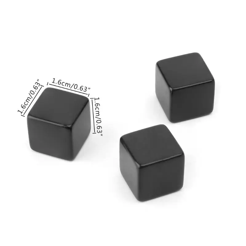 10pcs 16mm Blank Dice Black Acrylic Cube Board Game Kid Toy DIY Fun And Teaching