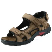 New 2017 Hot Summer Men s font b Sandals b font Genuine Leather Blue And Black