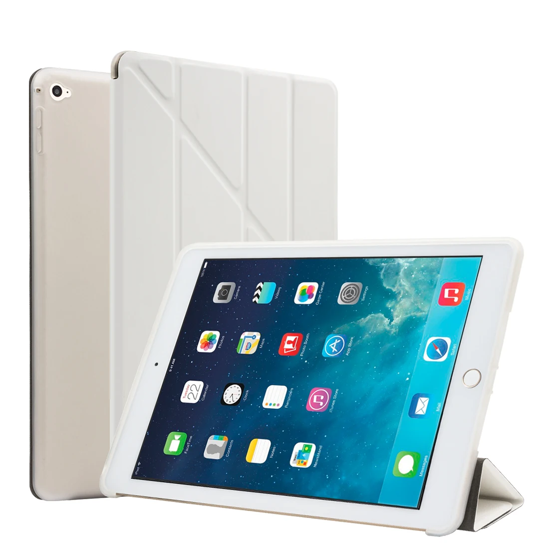 Для iPad Air 2 / Air 1 чехол, чехол для планшета Ультра тонкий тонкий кожаный PU+ силиконовый мягкий задний чехол для смарт-чехла для Apple iPad 5 6 автоматический спящий режим / пробуждение