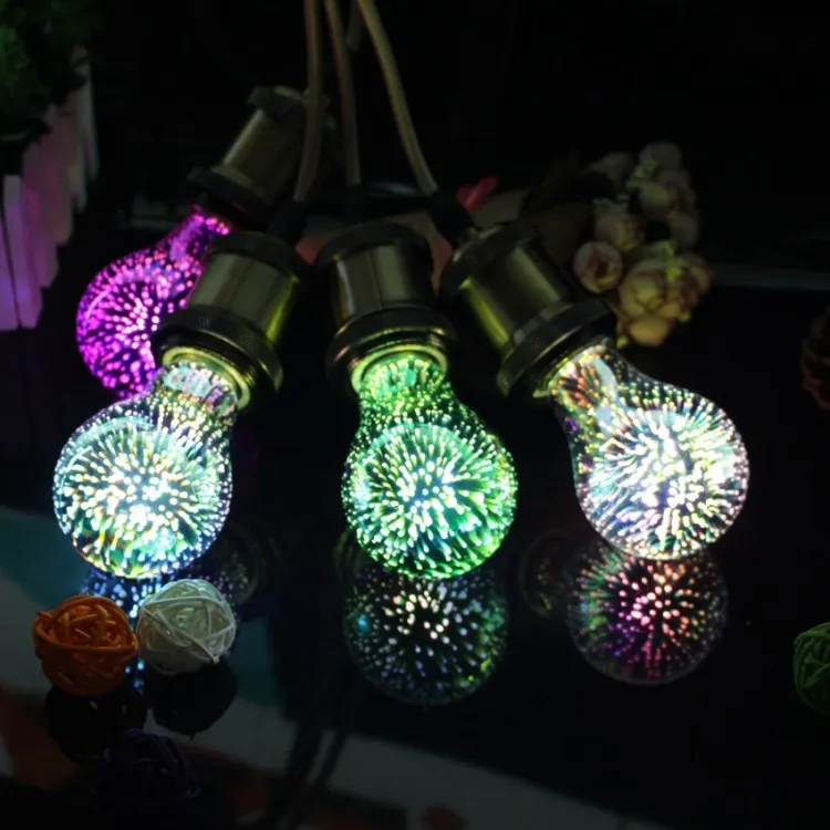 Светодиодный светильник, 3D украшение, фейерверк, лампа E27, праздничный светильник s A60 ST64 G95 G80 G125, новинка, Рождественская барная лампа