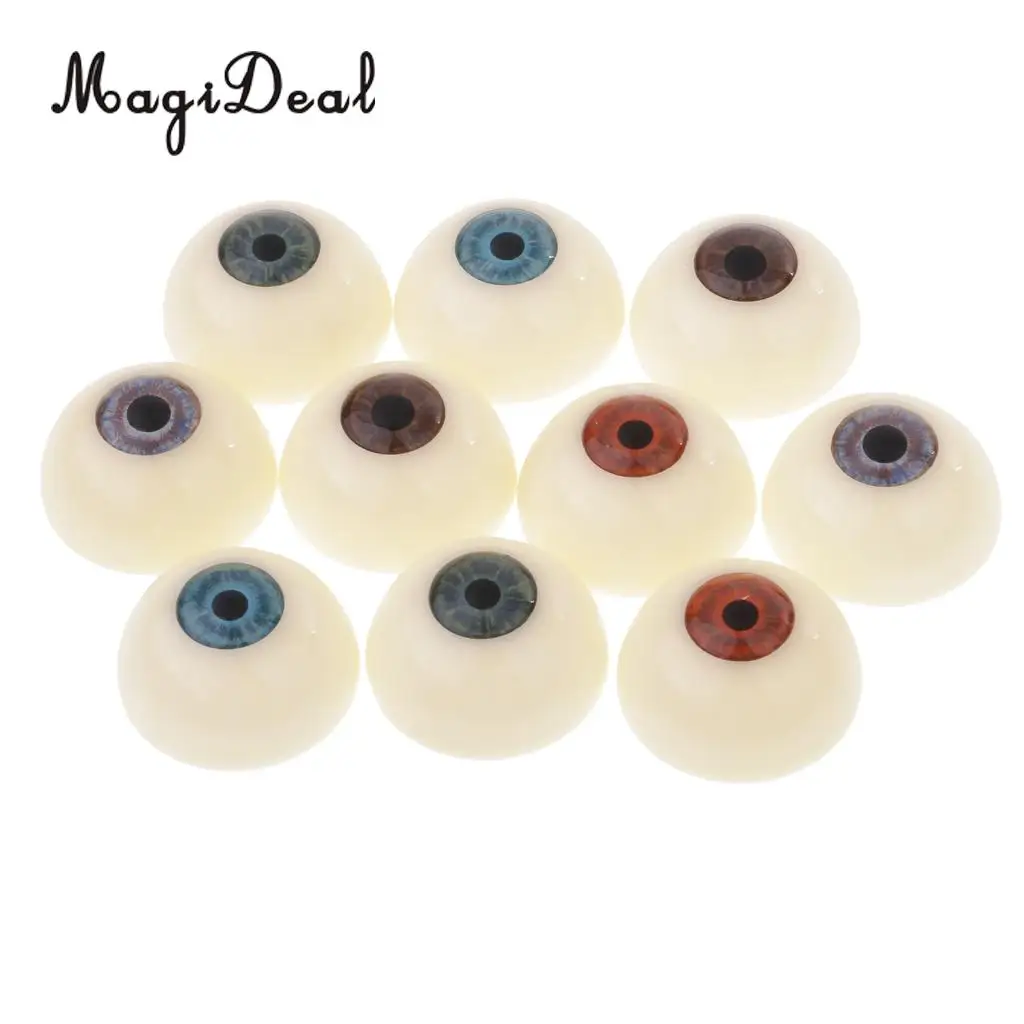 5 Pairs Half Round Hollow Eyeballs 30mm for Plush Animal Doll Mask Skull Halloween Props DIY Craft Toys