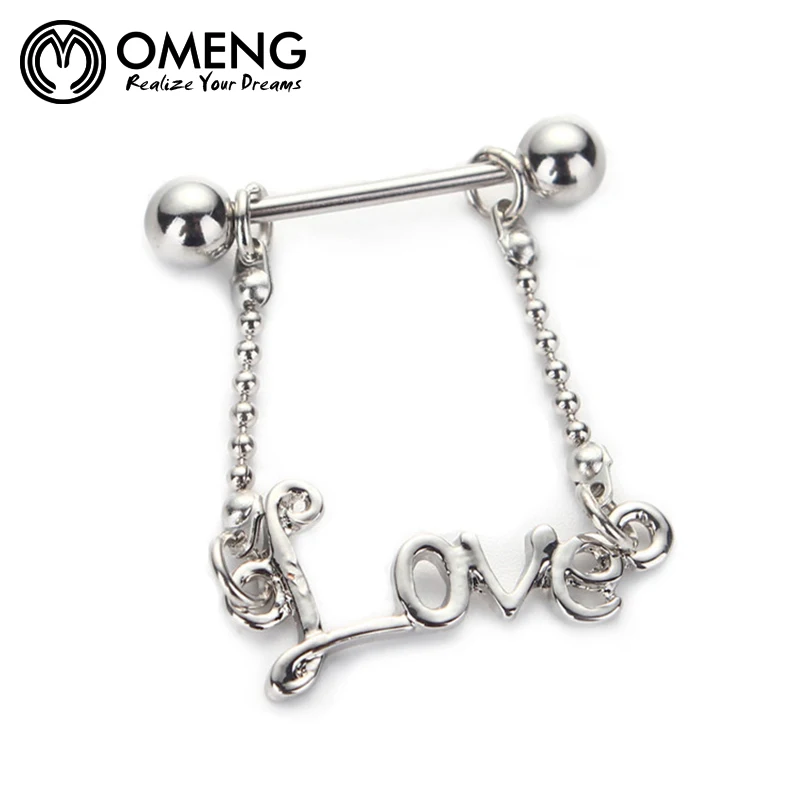 Omeng 316l Surgical Steel Piercing Love Dangle Piercing Shields Bars 