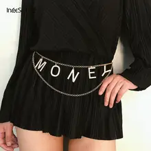 IngeSight.Z Retro Gold Color Multi Layered Crystal Letter MONEY Pendant Body Chain Women Harness Waist Belly Chain Belt Jewelry IngeSight.Z Retro Gold Color Multi Layered Crystal Letter MONEY Pendant Body Chain Women Harness Waist Belly Chain Belt Jewelry