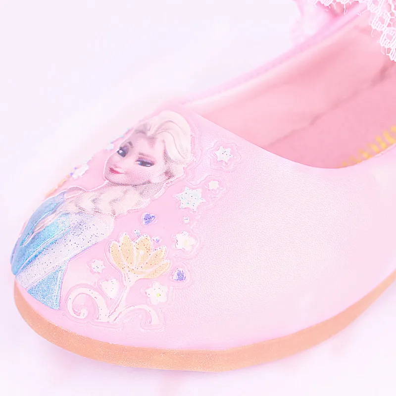 Подростковая детская обувь для маленьких девочек; повседневные кроссовки с рисунком принцессы Эльзы из мультфильма; Танцевальная обувь с жемчугом и кружевом для детей