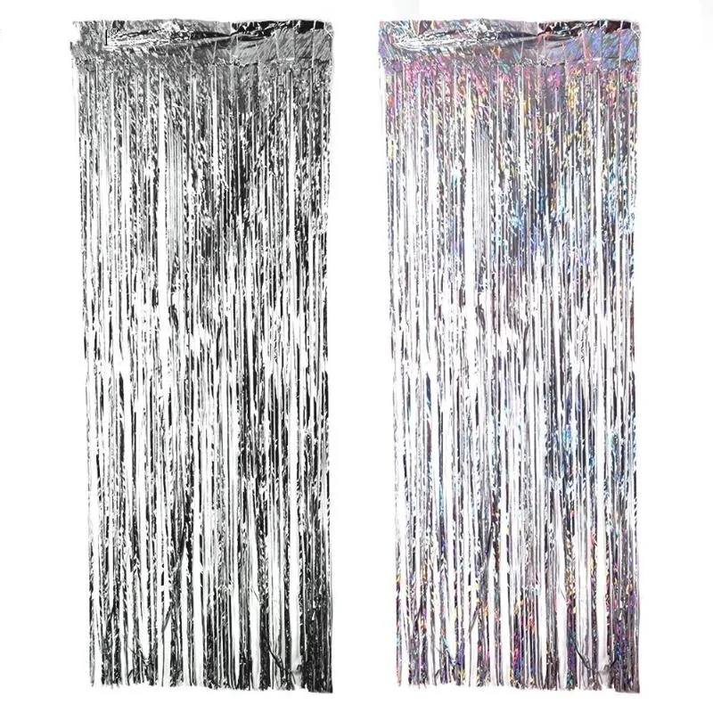 2メートルシルバー マルチカラースパンコール箔カーテン雨フリンジタッセル結婚式の背景誕生日パーティーの装飾記念の装飾 Party Diy Decorations Aliexpress