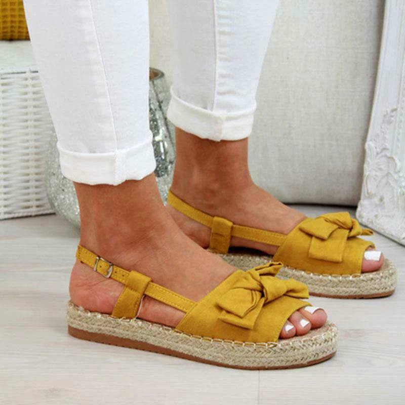 

Casual Bow Tie Women Sandals Flats Strap Sandals Shoes for Woman Solid Color Shoes FG66