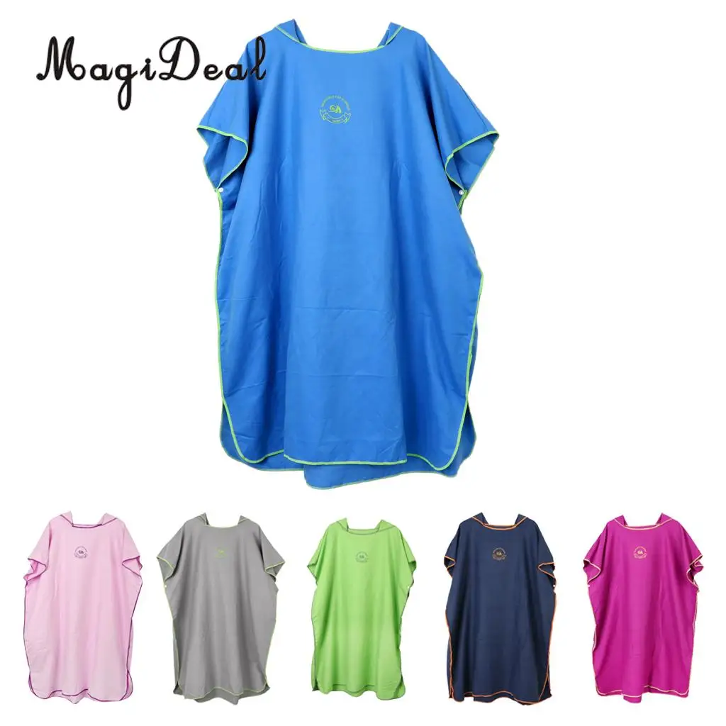 Kids Children Folding Soft Towelling Surf Beach Bath Pool Swim Poncho Wetsuit Changing Robe & Hood - Various Colors