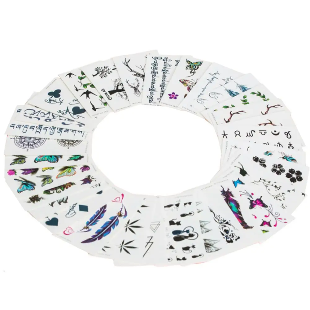 60 قطع للماء ملصقا الوشم هيئة الفن ملصقا فراشة شجرة فرع حية المؤقتة الوشم Sticke للذكور والإناث