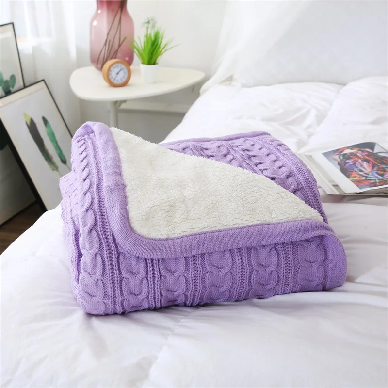 Удобное женское трикотажное одеяло имитация кашемировой кожи рельефная хлопковая шерсть одеяла-кондиционеры домашнее полотенце