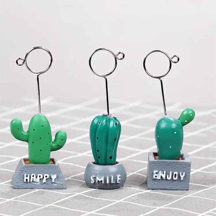 

Kawaii Resin Plants Cactus Photo Memo Message Card Clip Holder Business Cards Clip Stand Desk Decorative Gadget Ornament