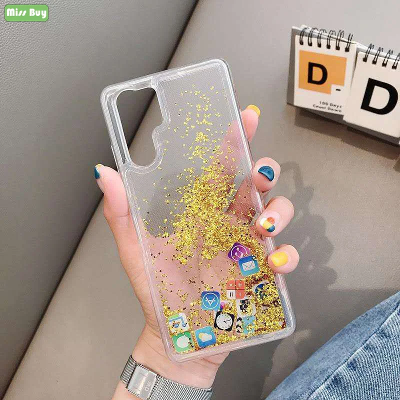 

Glitter Liquid Sand Quicksand Star Case For Huawei P20 Lite 20 20 Pro Shockproof APP Icon Cover For Huawei P30 Pro 30Lite Fundas