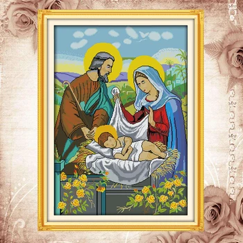 

JoySunday counted cross stitch kits needlework Jesus family(2) DMC14CT11CT fabric livingroom deco painting deal free shipping