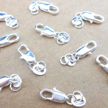 Ювелирных изделий, 20 шт., настоящее чистое серебро 925 пробы, застежка-карабин с 925 биркой для ожерелья+ кольца для открывания
