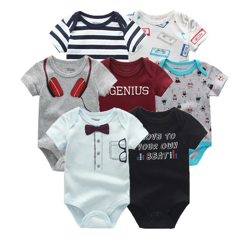 7 шт./лот; комбинезоны для новорожденных; хлопковая одежда для маленьких мальчиков и девочек; комбинезон с короткими рукавами для детей 0-12 месяцев; ropa bebe - Цвет: BDS7409