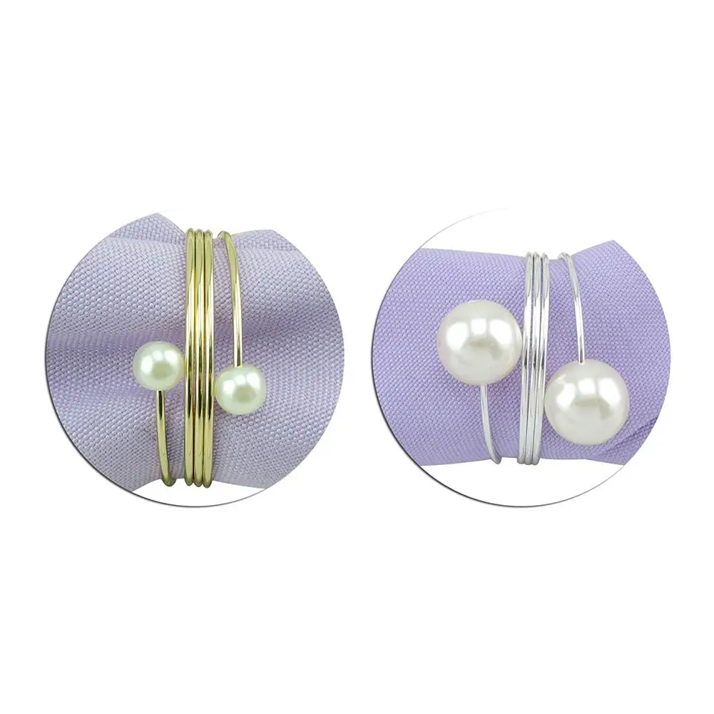 

12PCS/Set Pearl Napkin Ring Metal Napkin Buckle Paper Holder Christening Bangle Party Wedding Decoration