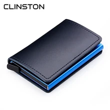 RFID Protected 100% Genuine Leather Card Holder Men Aluminum Metal Business Slim ID Credit Cardholder Multifunction Mini Wallet
