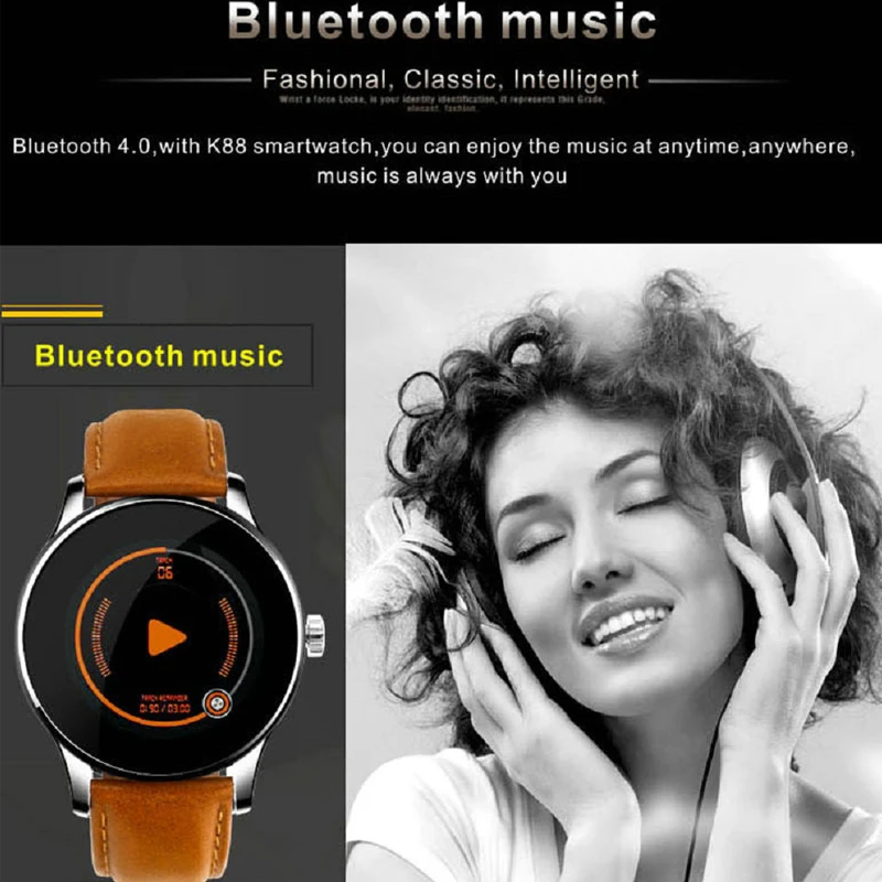 Смарт часы K88H для мужчин с Bluetooth и вызовом экран IPS 1 22 дюйма поддержка спорта