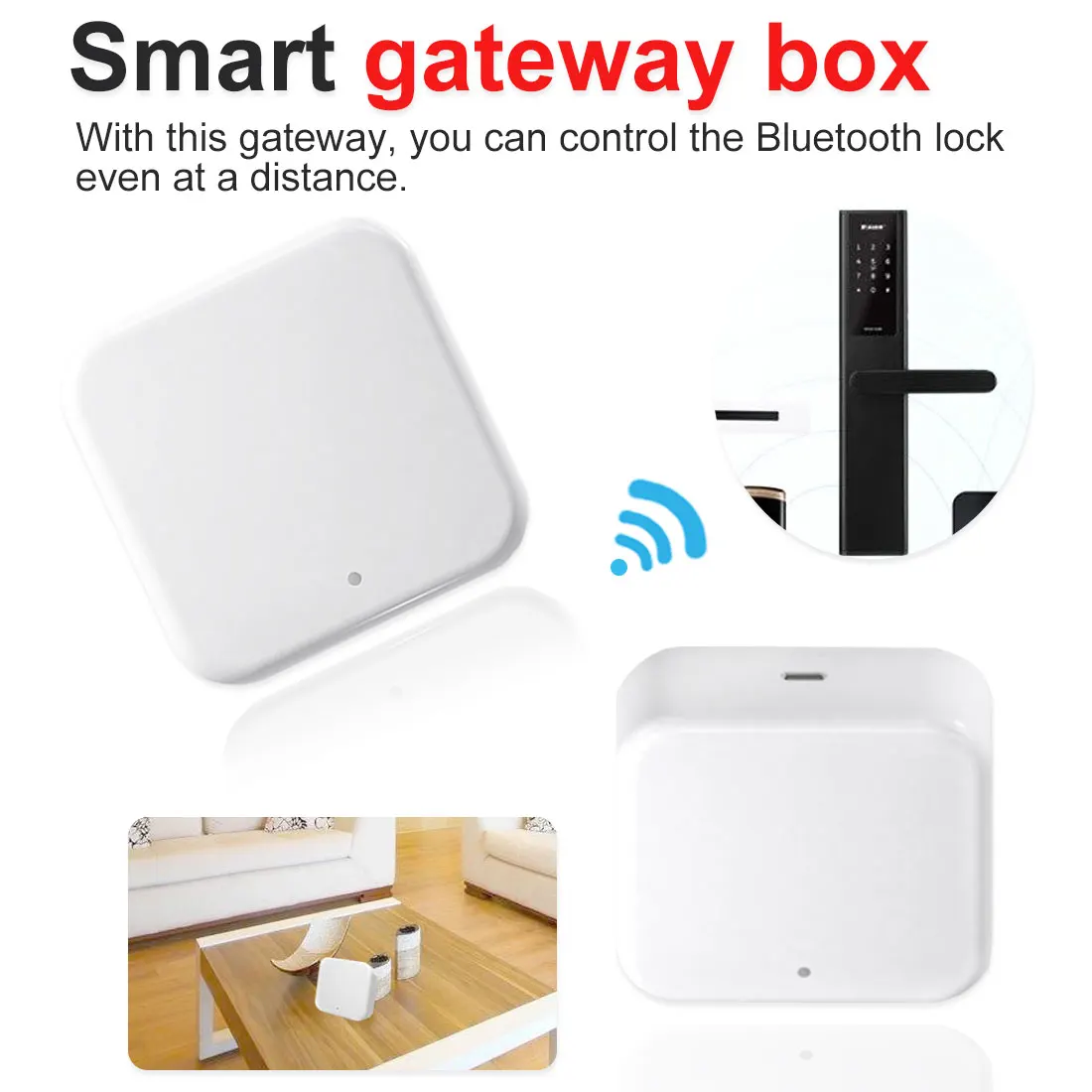 Смартфон приложение дистанционное управление Bluetooth Smart gateway box в сочетании с умный дверной замок с помощью WiFi адаптера