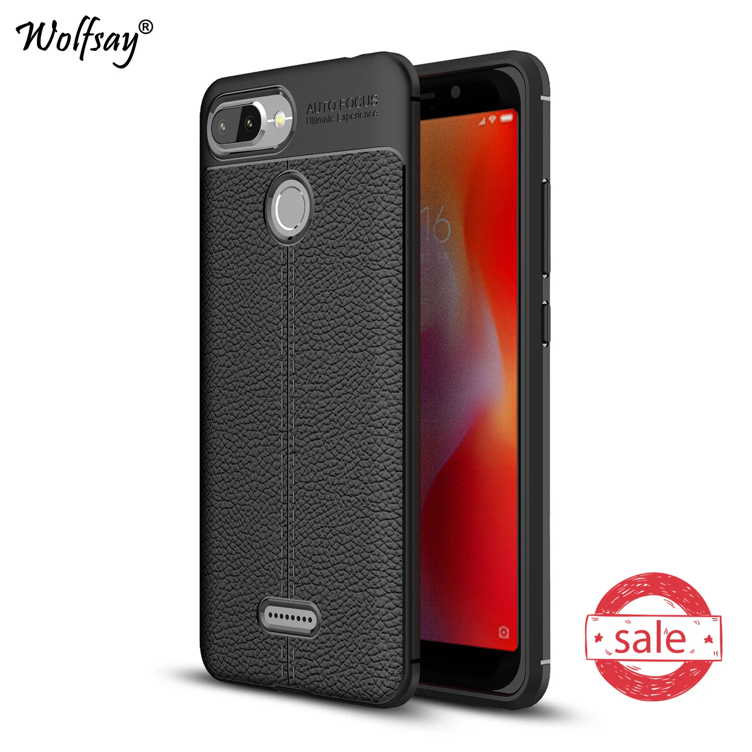 

Phone Case Xiaomi Redmi 6 Cover Litchi Pattern Cases Soft TPU Wolfsay Case for Xiaomi Redmi 6 Cover Redmi 6 Phone Shell Coque