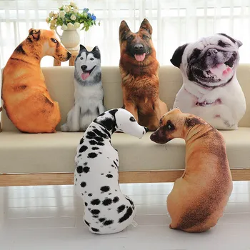 

50cm Cute Simulation Dog Plush Toy 3D Printing Stuffed Animal Dog Plush Pillow Stuffed Cartoon Cushion Kids Doll Home Decro Gift