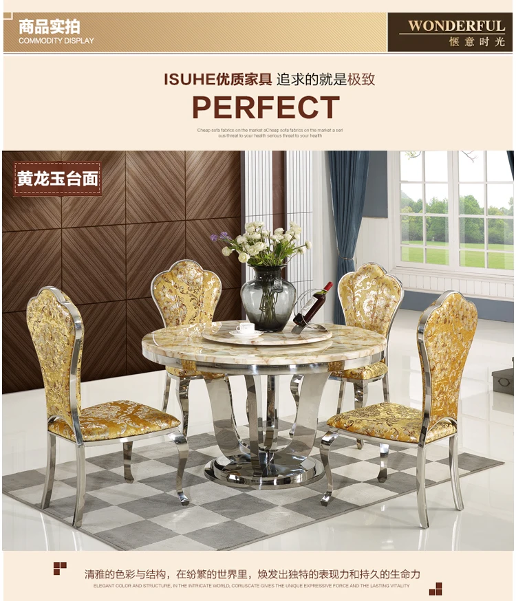 Stainless steel Dining Room Set Home Furniture minimalist modern glass dining table and 4 chairs mesa de jantar muebles comedor