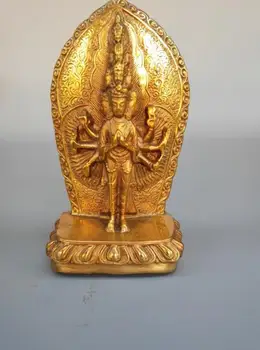 

Chinese pure brass thousand hand guanyin Small Buddha statue