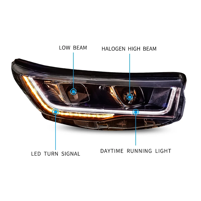 Автомобильный головной светильник в сборе для Toyota Highlander светодиодный указатель поворота Светодиодный дневной ходовой светильник голубого цвета