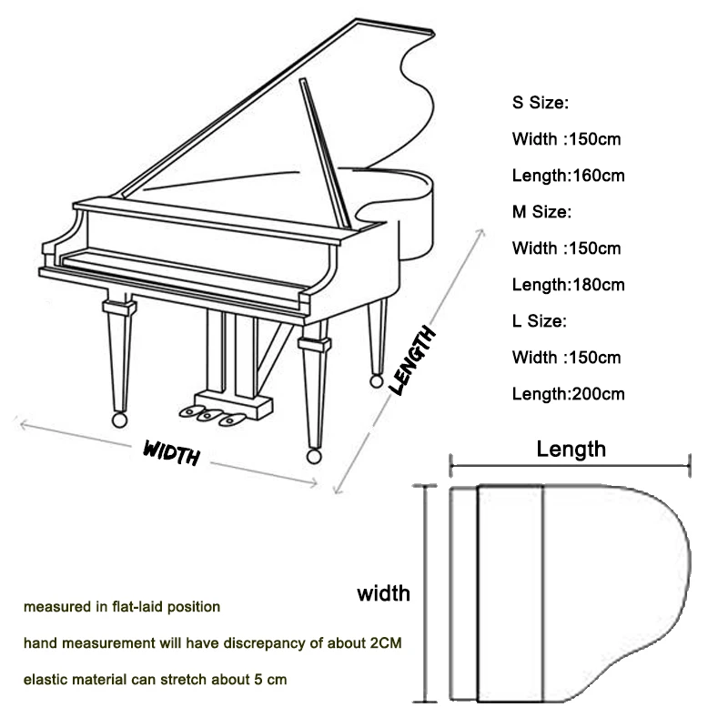1 Pcs Grand Piano Cover Thicken Pleuche Piano Dust Cover Gold
