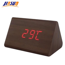 JINSUN font b Alarm b font font b Clock b font Modern Wooden Thermometer Desk font