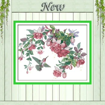 

Hummingbirds flowers garden decor paintings Embroidery Sets Cross Stitch DMC 14CT 11CT Counted printed on canvas Needlework kits