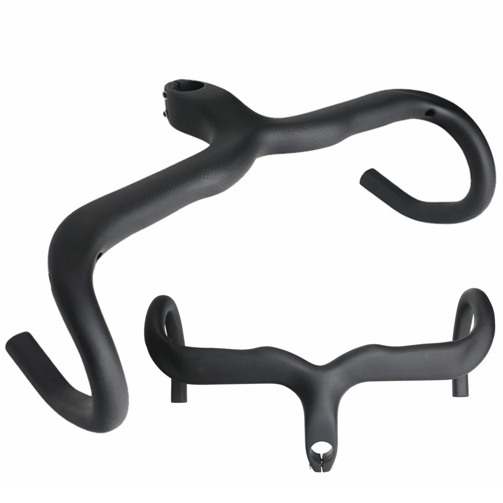 

Matte Black Full 3K Carbon Fiber Road Bike Integrated Handlebar Drop Bar with Stem Cycling Bicycle Parts