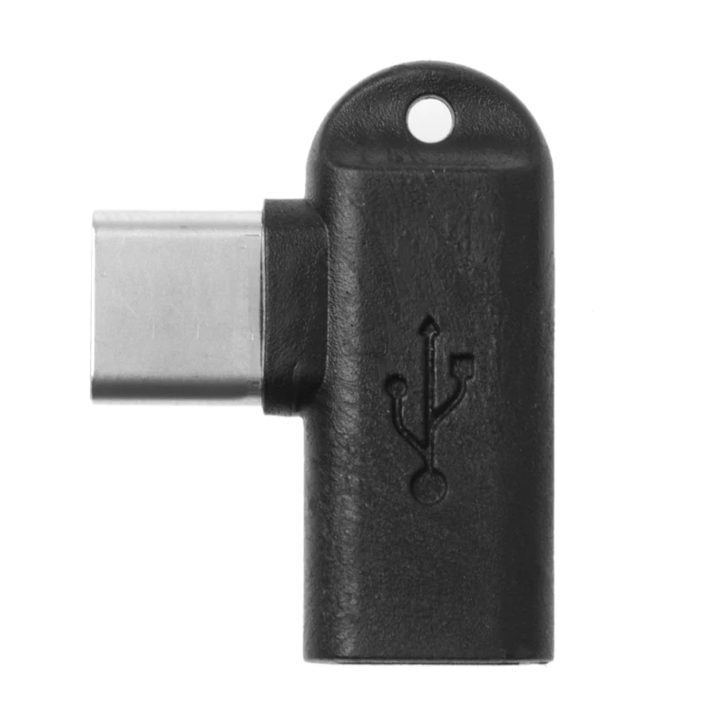 1 шт. 90 градусов Тип C штекер Micro USB Женский адаптер для синхронизации данных и зарядки - Цвет: Черный