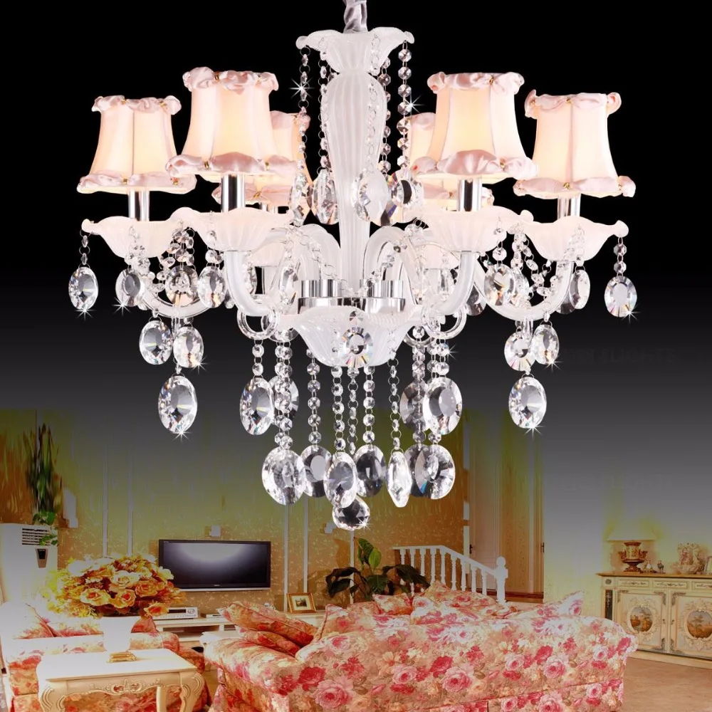 us 133 6 20 di sconto new modern bianco ragazza romantica camera da letto rosa paralumi di cristallo lampadari di cristallo soffitto lustri de teto