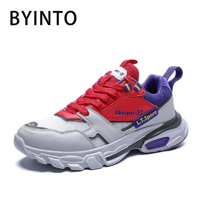 

2019 Fashion Men Tennis Shoes Outdoor Chunky Red Sneakers Lace Up Light Soft Male Sports Shoes Chaussures Homme Tenis Masculino