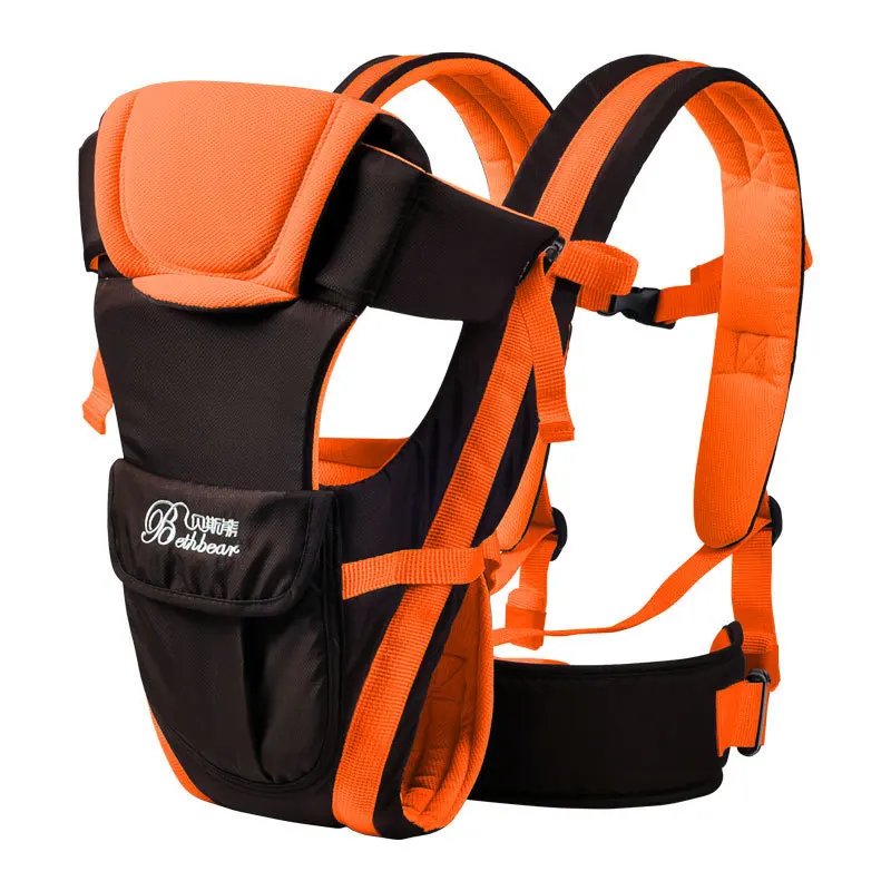 Beth-bear 0-30 месяцев дышащий эргономичный детский Стропы рюкзак 4 в 1 сумка обертывание фронтальная многофункциональная переноска для младенцев - Цвет: Orange