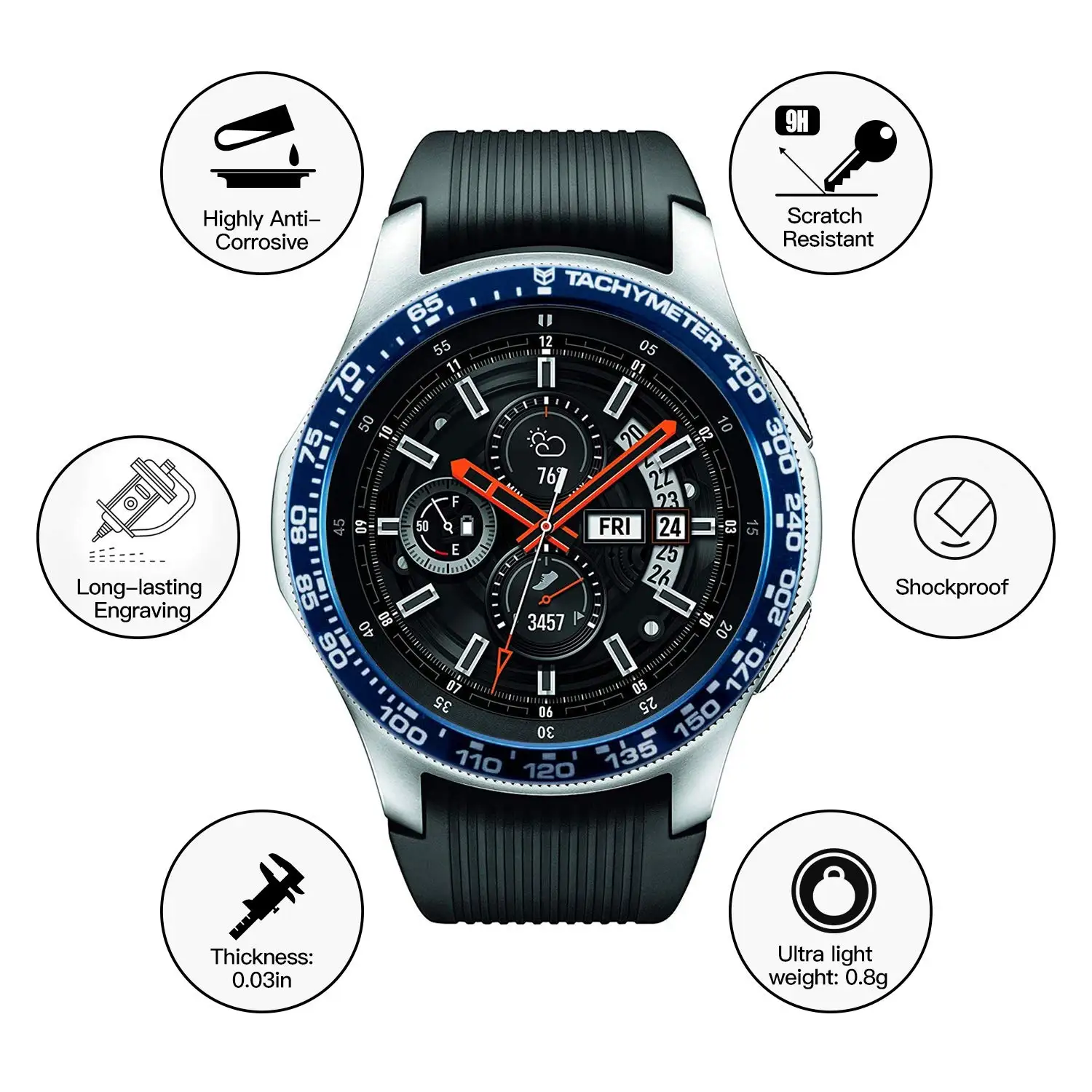 Ободок кольцо для Galaxy Watch 46 мм/Galaxy gear S3 Frontier& Classic, алюминиевый ободок петля клейкая крышка защита от царапин