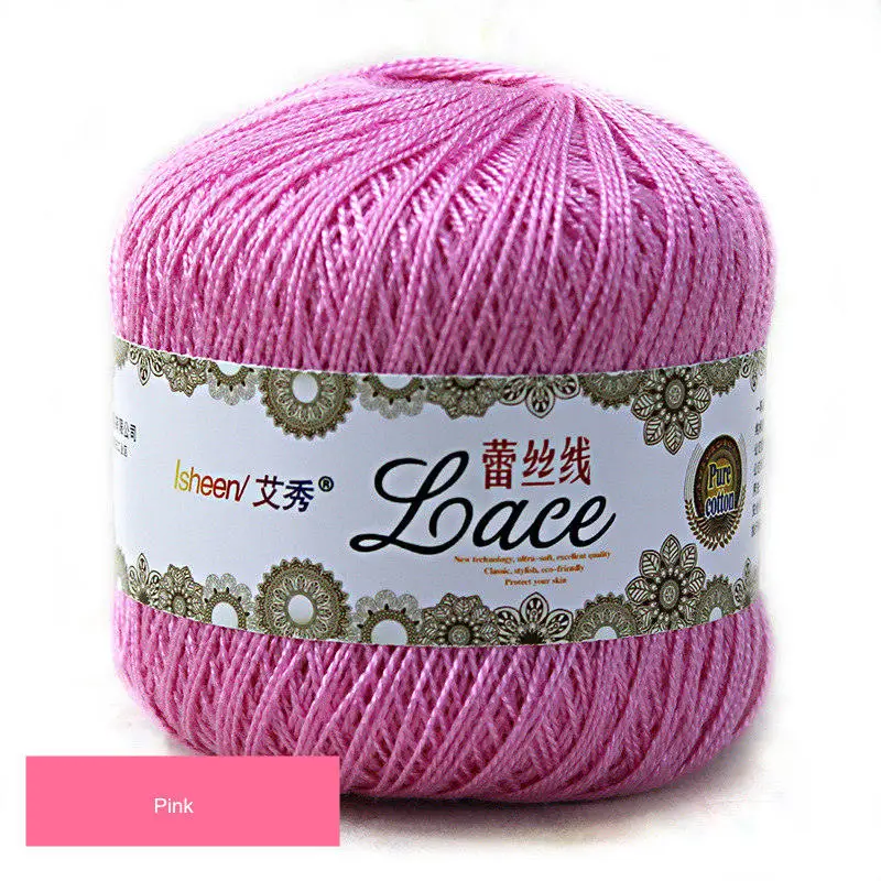 50 g/ball 8# Lace Crochet Thread Cotton Wool Fine Yarns Embroidery Crochet Knitting Lace Jewelry DIY Hand Knitting Threads - Цвет: Pink