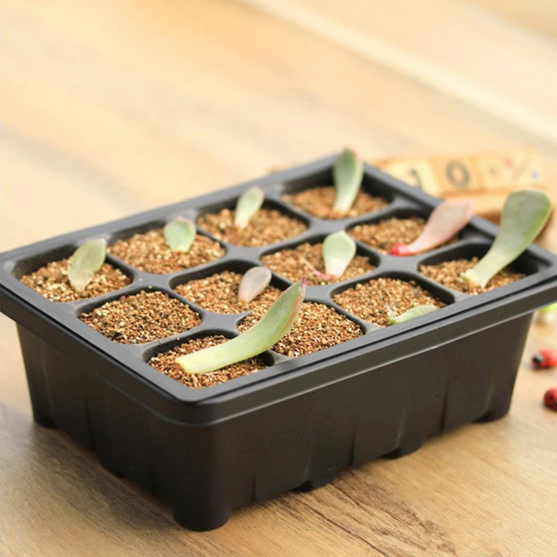 12 Cells Succulent Plant Seedling Tray Plastic Flower Pot with Lid Garden Pots Planters Kit Grow Box Seeding Nursery Pot
