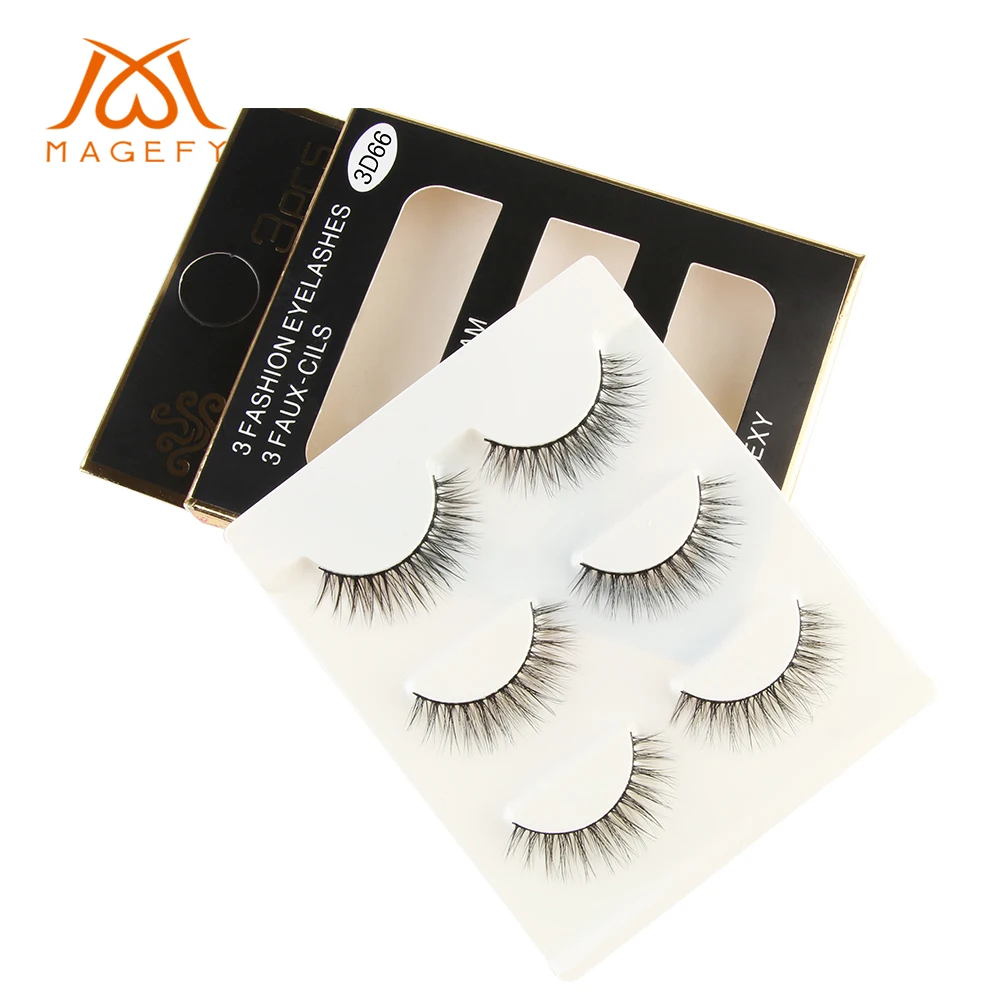 

MAGEFY 3pcs/lot Handmade Mink False Eyelash 3D Full Strip Mink Lashes Crisscross Eyelashes Makeup False Eyelashes Beauty 3D66