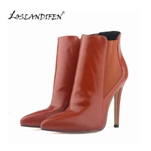 LOSLANDIFEN WOMENS SEXY POINTED TOE FAUX LEATHER HIGH STILETTO HEELS PLATFORM ANKLE BOOTS SHOES 769-2YP