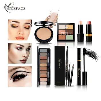 

Christmas Gift Nice Face Brand Makeup Kit Eyebrow Pencil & Eyeshadow Palette & Contour Palette Ect 7 In One Makeup Set With Card